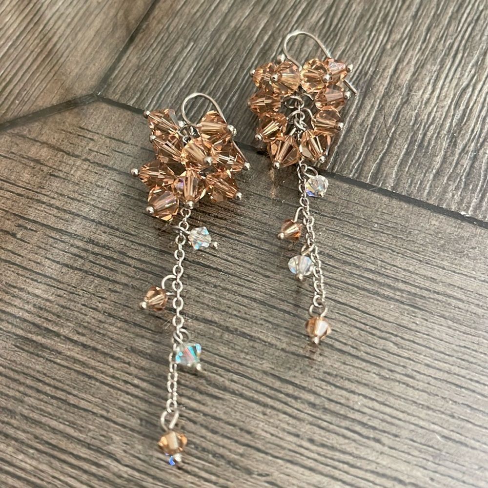 Champagne ColoredโSwarovski Crystal Cluster Earrings
